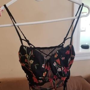 SHEIN embroidered crop top